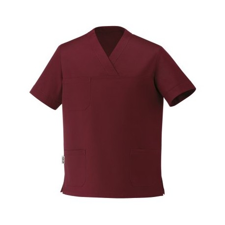 Casacca da lavoro unisex Leonardo bordeaux con spacchetti laterali per infermieri, estetiste, dentisti - Egochef