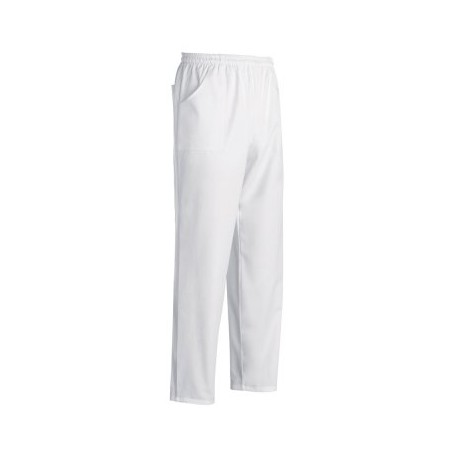 Pantalone da lavoro unisex bianco con elastico in vita per chef, pizzaiolo, cake designer - Egochef