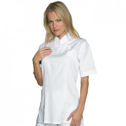 Casacca donna Taipei manica corta bianca in tessuto Superdry per estetiste, infermiere - Isacco