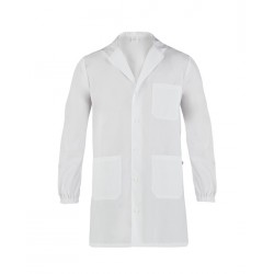 Camice da lavoro uomo Mike bianco con elastico ai polsi e bottoni automatici per medici/farmacisti - Giblor's