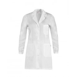 Camice da lavoro donna Milly bianco con elastico ai polsi e bottoni automatici per medici/farmacisti - Giblor's