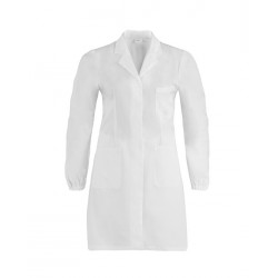 Camice da lavoro donna Isotta con bottoni coperti ed elastico ai polsi per biologi, medici - Giblor's