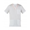 Casacca da lavoro unisex Gary manica corta e scollo a V bianco con profili colorati per infermieri - Giblor's