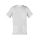 Casacca da lavoro unisex Gary manica corta e scollo a V bianco con profili colorati per infermieri - Giblor's