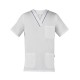 Casacca da lavoro unisex Gary manica corta e scollo a V bianco con profili colorati per infermieri - Giblor's