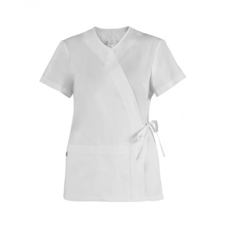 Cascca/Kimono da lavoro donna Ilaria nero/bianco con manica corta per estetiste/parrucchiere - Giblor's
