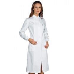 Camice donna Ponza manica lunga con polsi in maglia bianco 100% cotone - Isacco